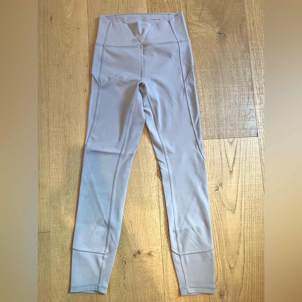 Light cream colour, Lululemon 7/8 length pants.